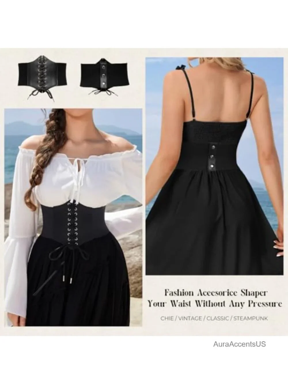 Lace-up Cinch Belt Tied Corset Elastic Waist Belt PU Leather